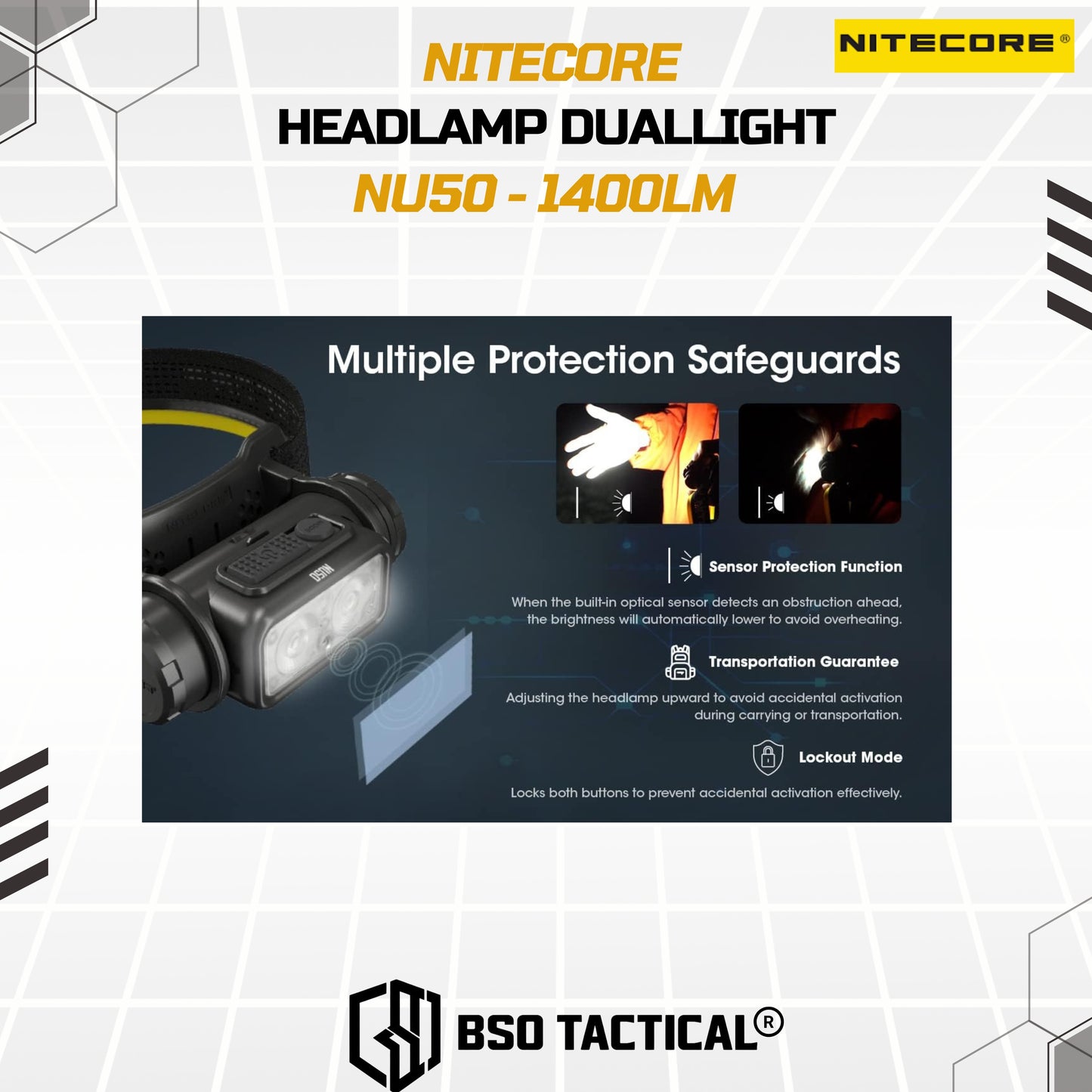 NITECORE NU50 Senter Kepala Headlamp Duallight IP68 1400LM 4000Mah - ORIGINAL