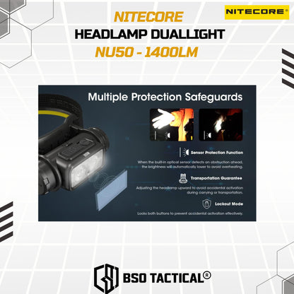 NITECORE NU50 Senter Kepala Headlamp Duallight IP68 1400LM 4000Mah - ORIGINAL