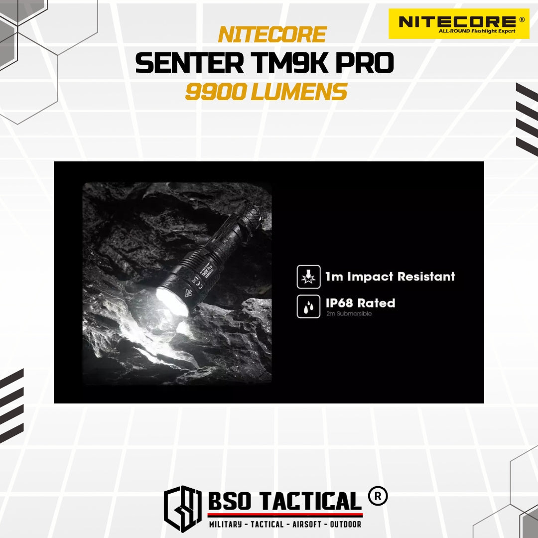 NITECORE Senter LED Tactical Flashlight UHi 40 IP68 9900 Lumens - TM9K PRO