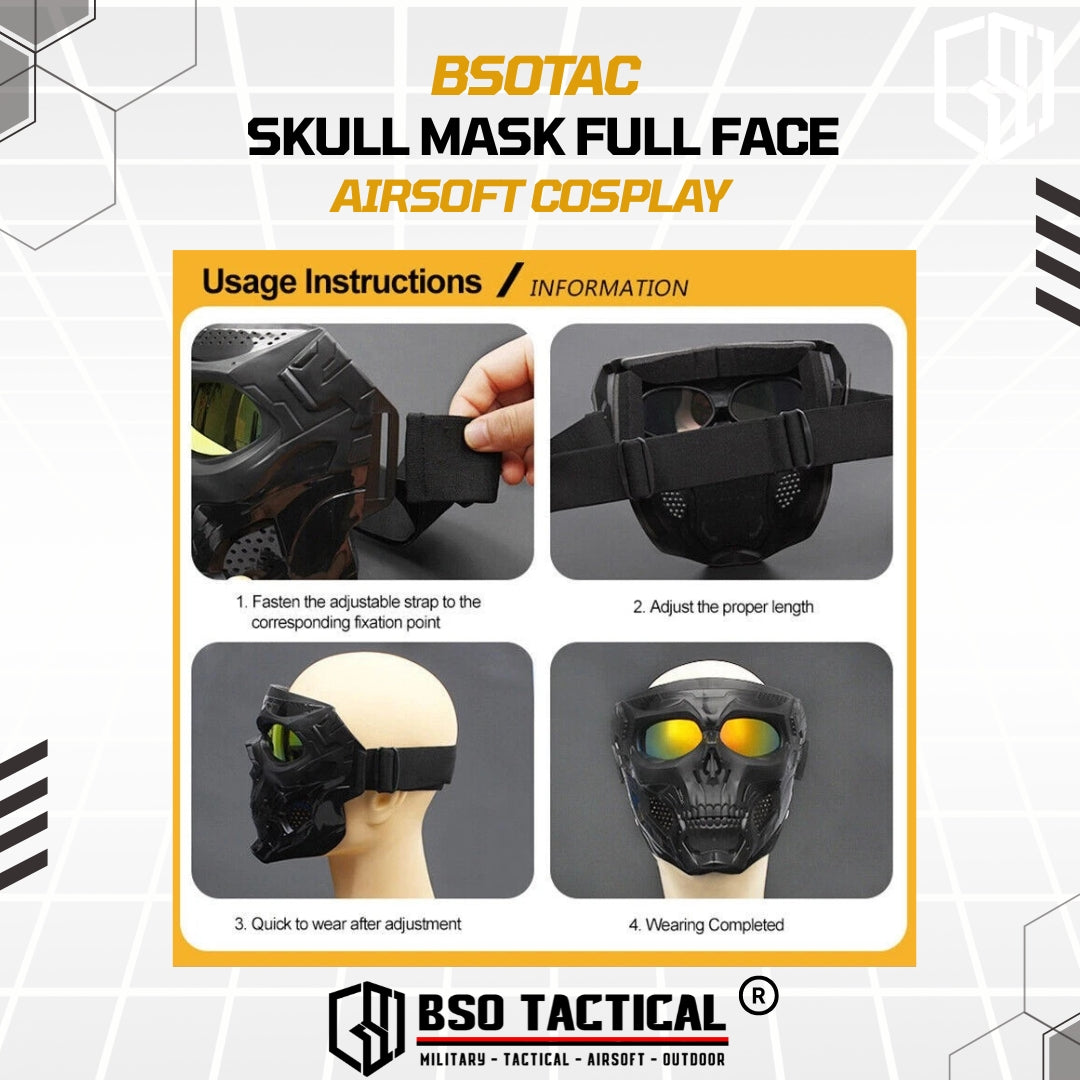 Masker Skull Tactical Outdoor Mask Topeng Full Face Tengkorak Mask for Outdoor Cosplay