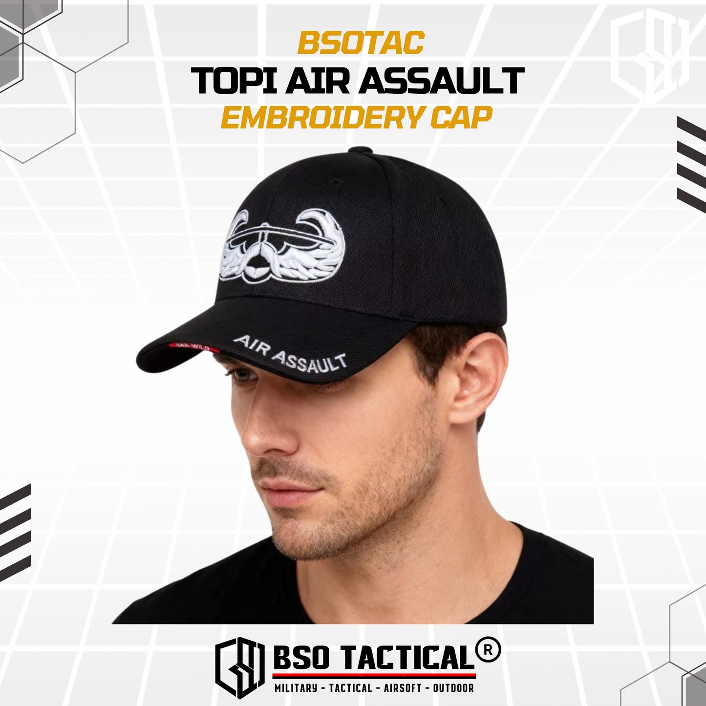 Topi Bordir Air Assault Tactical Hat Embroidery Cap Outdoor