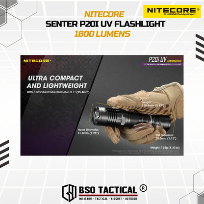 NITECORE Senter UV Ultraviolet Flashlight SST-40-W 4xUV LED 1800Lumens - P20iUV
