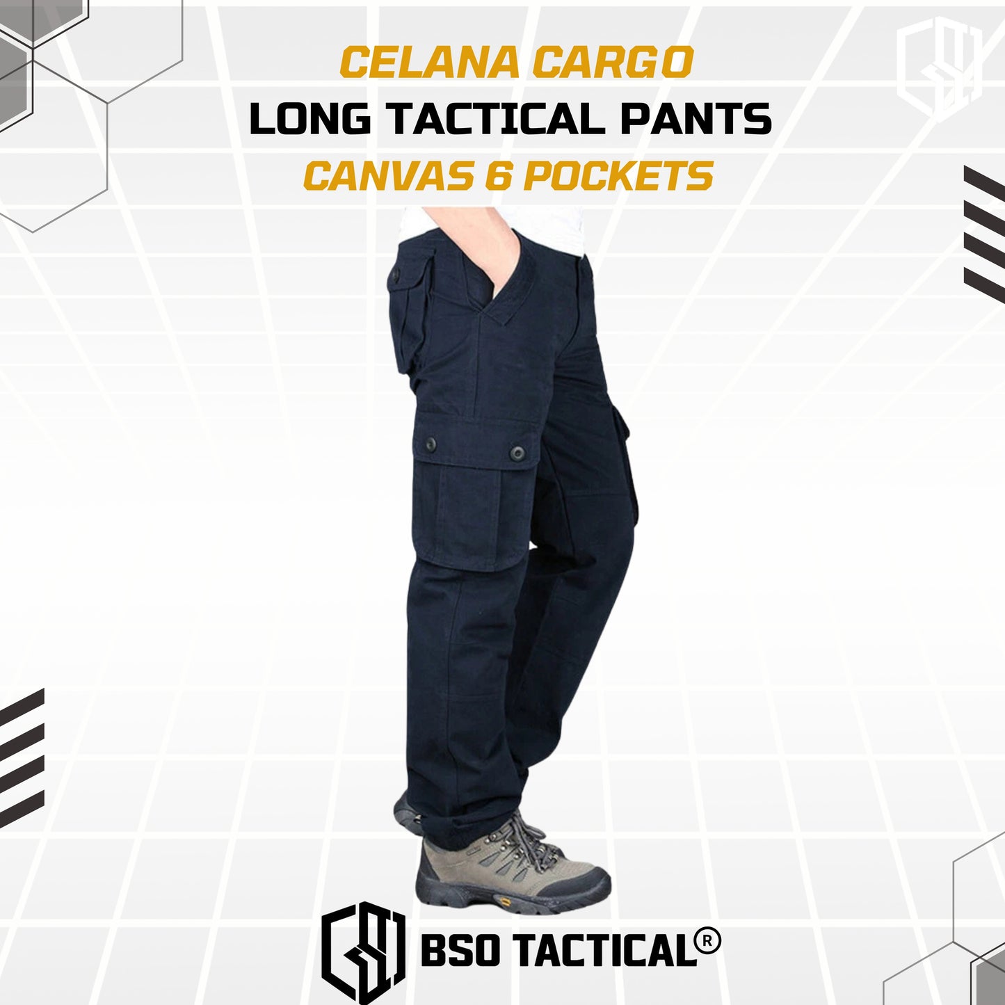 Celana Outdoor Cargo Long Tactical Pants Canvas 6 Pockets Casual Loose Pria Panjang Army