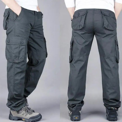 Celana Outdoor Cargo Long Tactical Pants Canvas 6 Pockets Casual Loose Pria Panjang Army