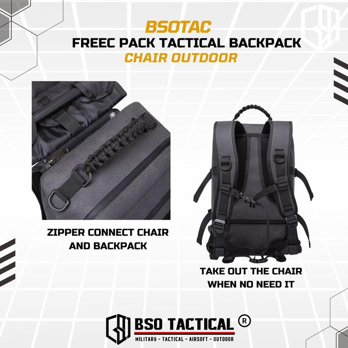 Freec Pack Tactical Outdoor Backpack Chair Camping Hiking Bag Molle