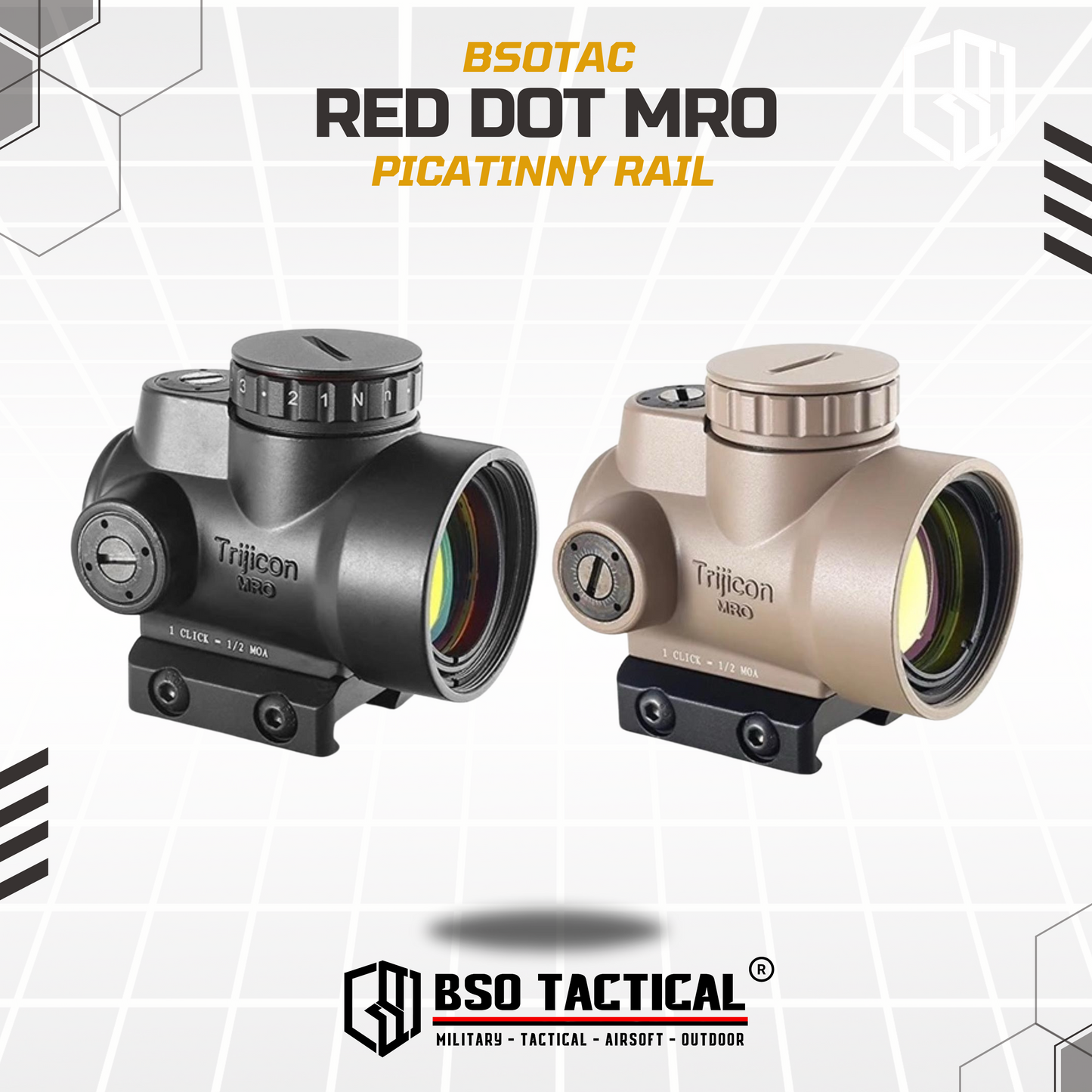 Tactical Red Dot Scope MRO 2.0 Style Sight Picatinny Riser Type 1 Full Metal