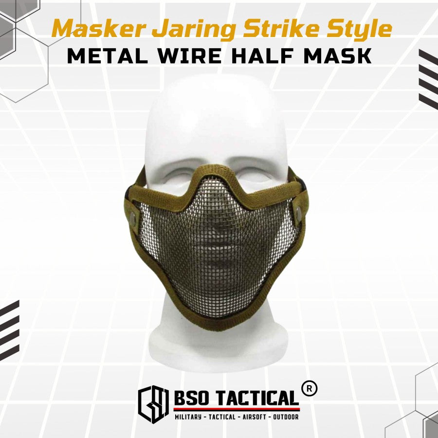 Masker Jaring Strike Style Metal Wire Half Mesh Mask Face Protection