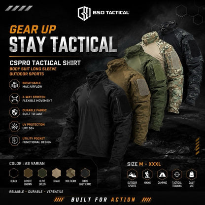 Baju Olahraga Luar Ruangan Shirt CSPRO Tac Body Suit Outdoor Long Sleeve Sport Combat Shirt M-XXXL