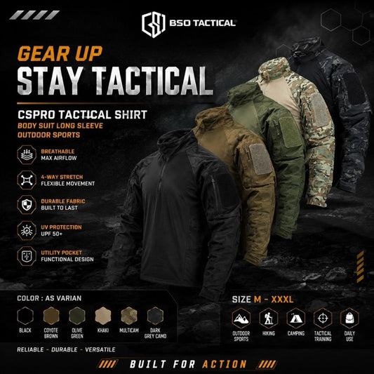 Baju Olahraga Luar Ruangan Shirt CSPRO Tac Body Suit Outdoor Long Sleeve Sport Combat Shirt M-XXXL