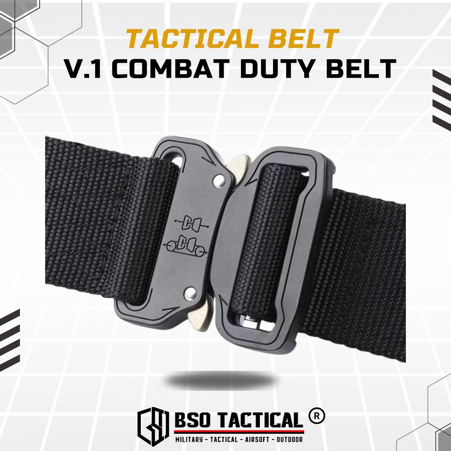 Ikat Pinggang Tactical Style V.1 Outdoor Duty Belt Metal Buckle Hitam dengan Bahan Nylon Quick Dry dan Desain Tanpa Lubang
