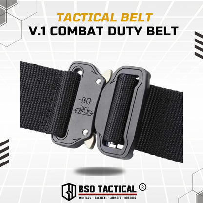 Ikat Pinggang Tactical Style V.1 Outdoor Duty Belt Metal Buckle Hitam dengan Bahan Nylon Quick Dry dan Desain Tanpa Lubang