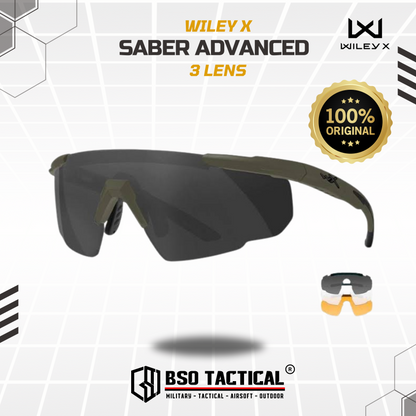 Kacamata Wiley X Saber Advanced 3 Lenses Tactical Sunglasses - ORIGINAL