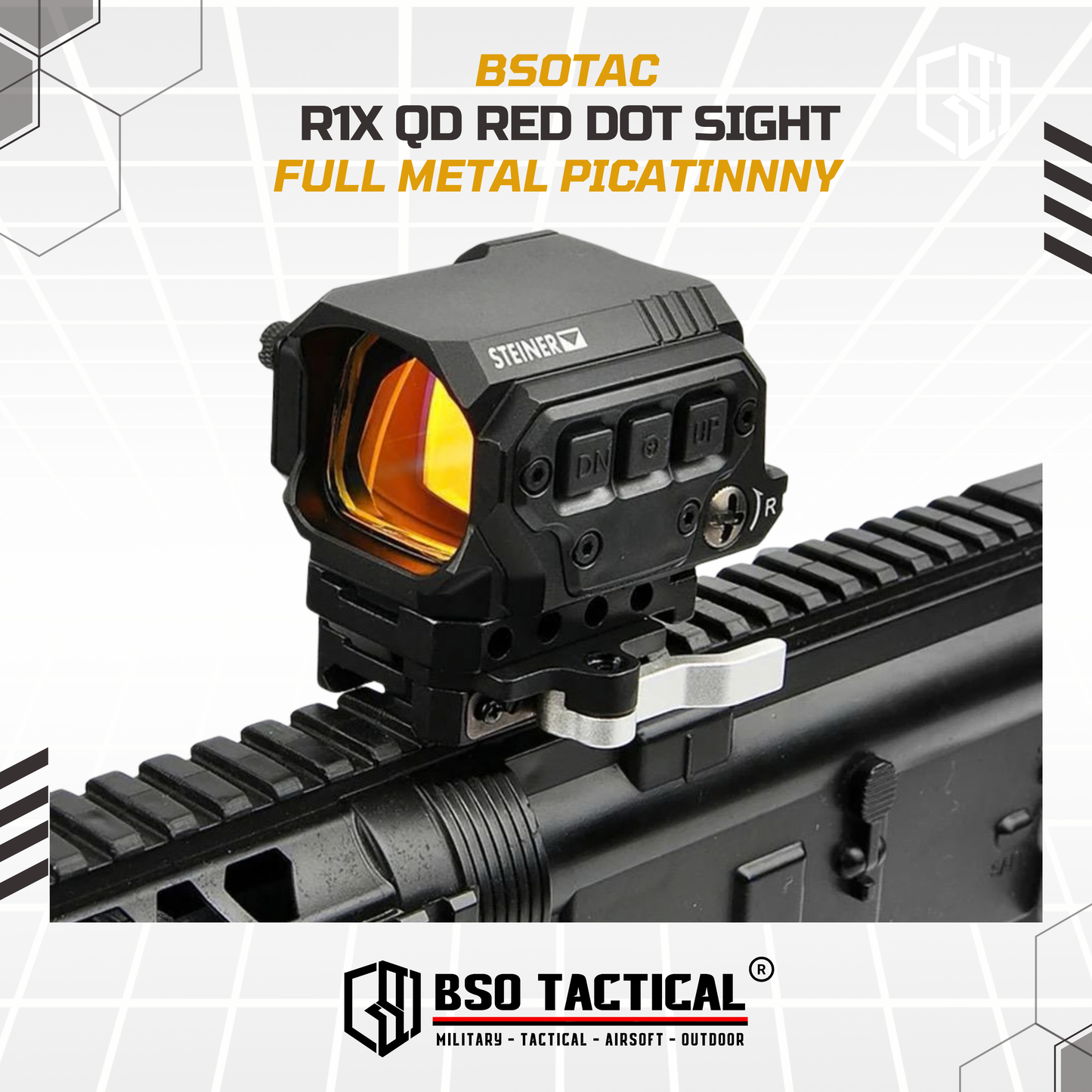 R1X Tactical Red Dot Scope Sight IR Function Picatinny QD Full Metal