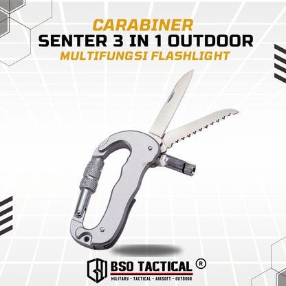 Carabiner Senter 3 in 1 Outdoor Multifungsi Flashlight EDC Gear Camping
