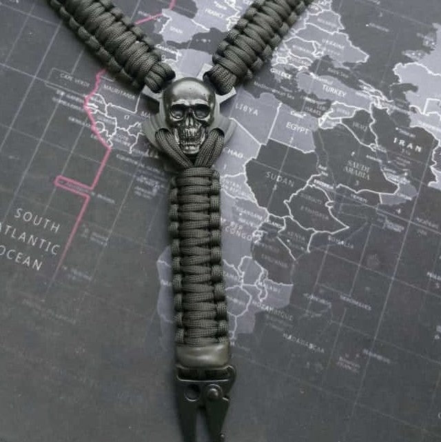 Tali Sandang Rangercord Sling Paracord Skull Custom Handmade 1 Point Metal Multifungsi Outdoor