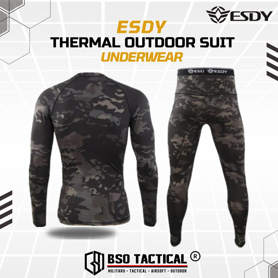 Baju Celana ESDY Tactical Outdoor Thermal Underwear Suit Compression Long John Kaos Pant Spandex Safety Handsock