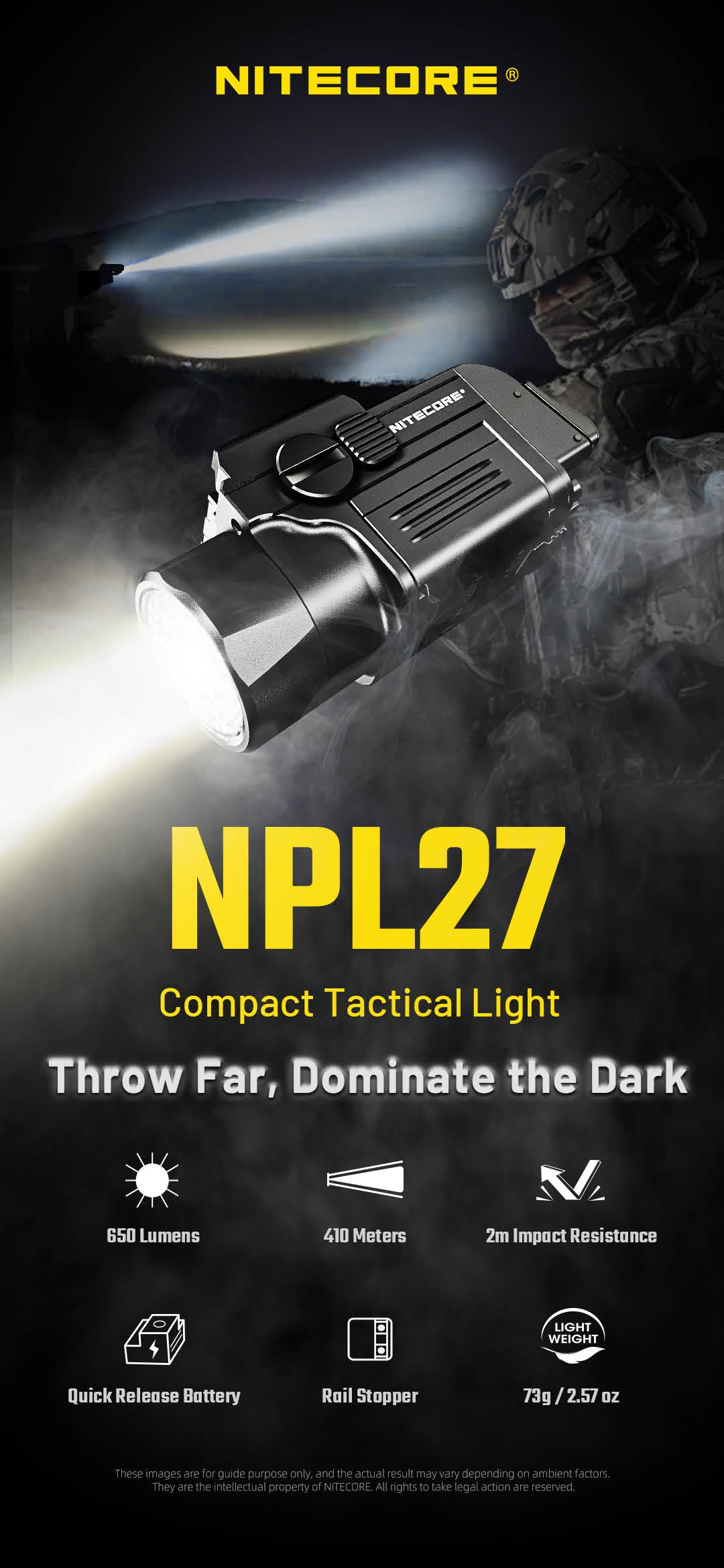 NITECORE NPL27 Tactical Compact Flashlight 650LM ORIGINAL