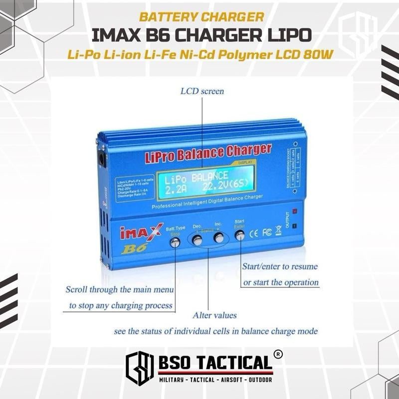 Charger Battery IMAX B6 Lipo Li Ion Polymer 80W Batre RC Balancer Baterai Remote Control Toy