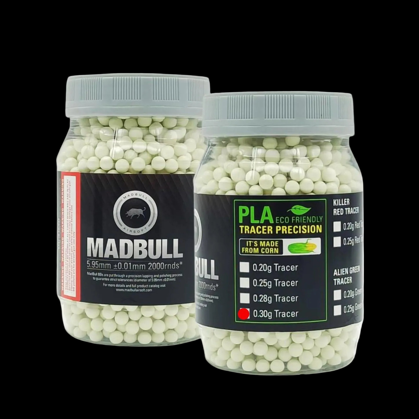 Madbull BB 0.30 0,30 Alien Green PLA Tracer 2000rds Night Combat - ORIGINAL