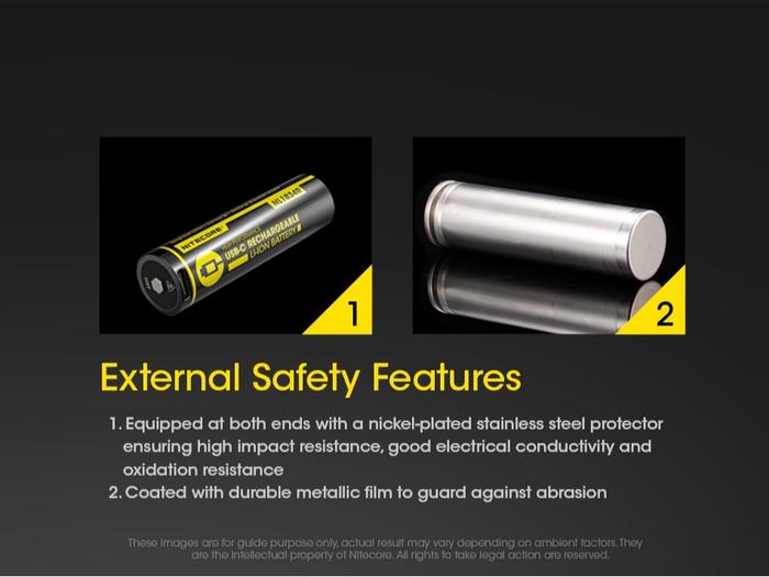 NITECORE Baterai Rechargeable Battery USB-C 18650 Li-Ion 3.7V 3400mAh-NL1834R Batre Led