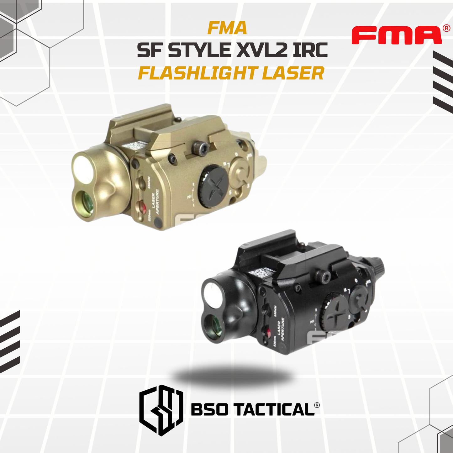 FMA Tactical Flashlight SF XVL2 IRC LED Light Red Laser Metal