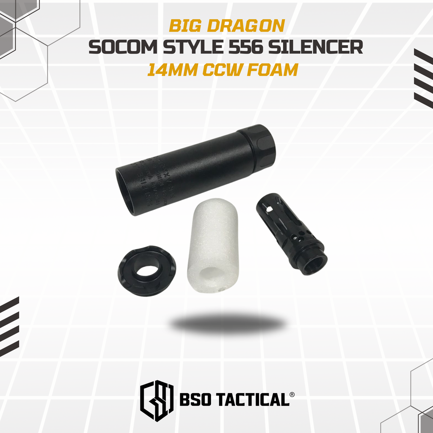 SF SOCOM Style 556 Foam Mock Suppressor with Flash Hider 14mm CCW Full Metal Marking