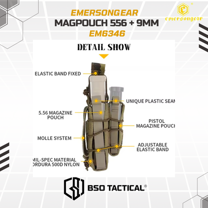 Emerson Gear Tactical Open Modular Double 556 9mm Mag Pouch Molle