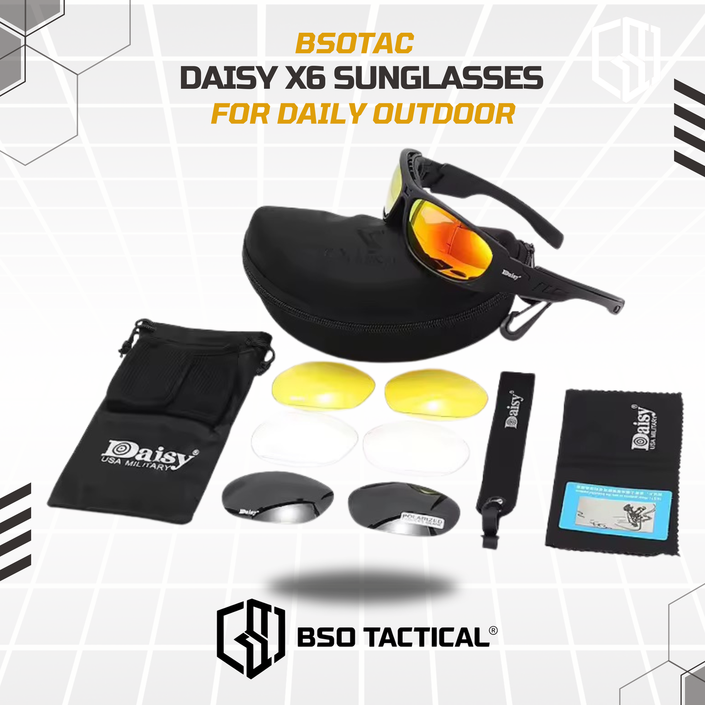 Kacamata Outdoor Daisy X6 Casual Daily Outdoor Sunglasses with 4 Lens Kit