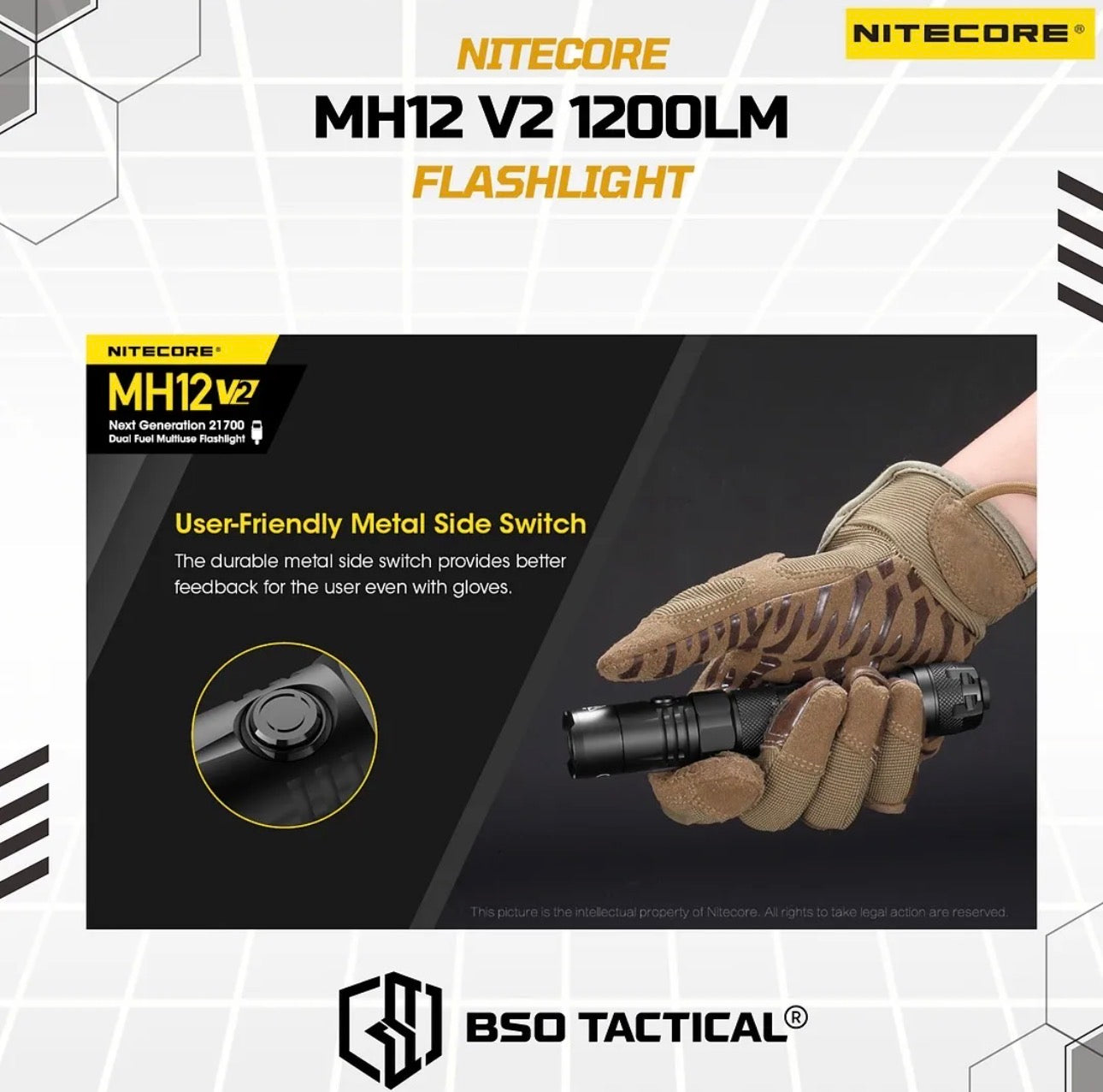 NITECORE Senter MH12 V2 LED CREE XP-L2 V6 1200 Lumens Outdoor Flashlight Baterai Lamp