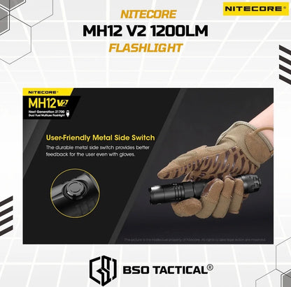 NITECORE Senter MH12 V2 LED CREE XP-L2 V6 1200 Lumens Outdoor Flashlight Baterai Lamp