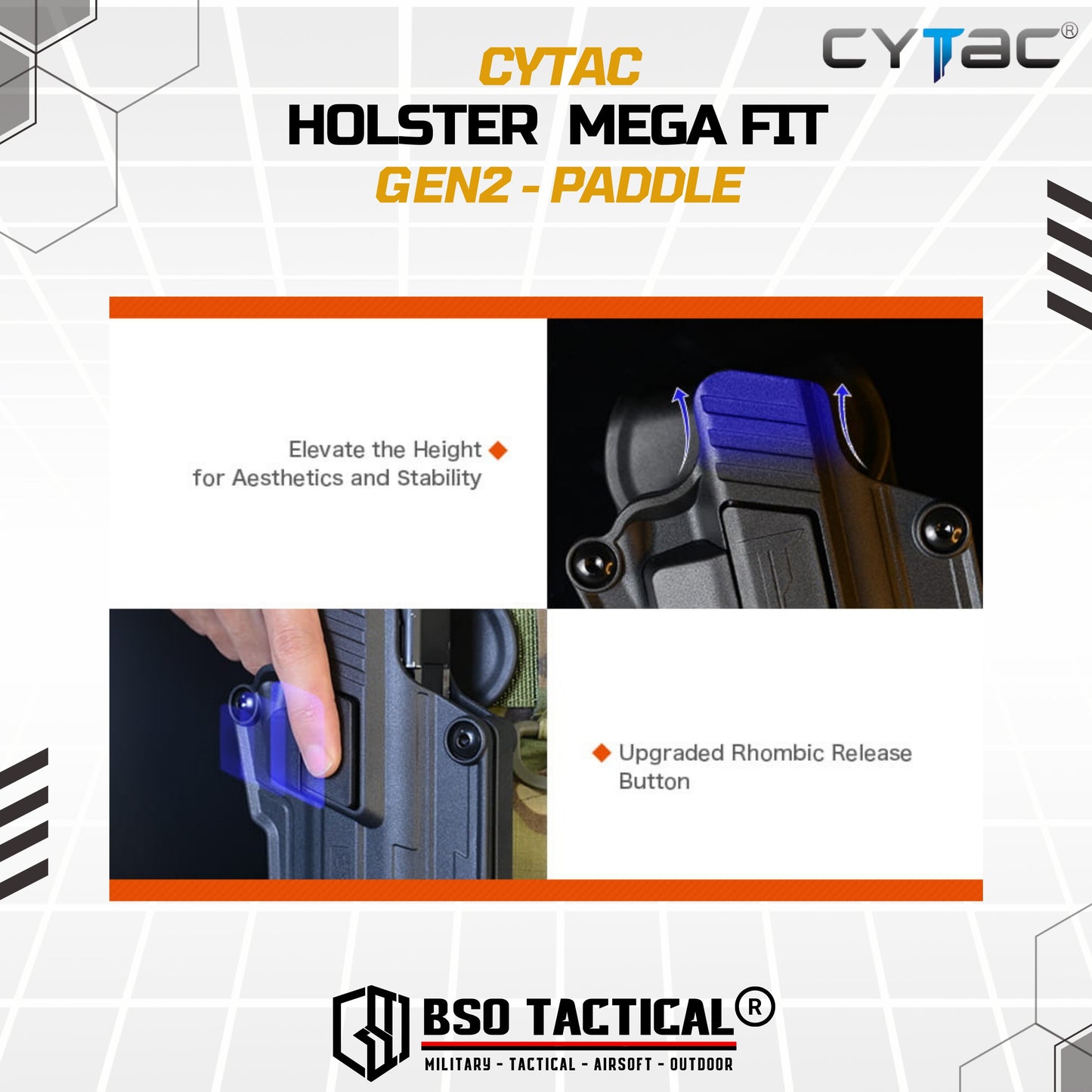 Holster Cytac Mega Fit Gen2 Compact Universal Right Hand ORIGINAL - Belt Clip / Paddle
