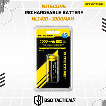 Nitecore Battery 14500 Rechargeable 1000mah Li Ion 3.7V ORIGINAL Batre Baterai
