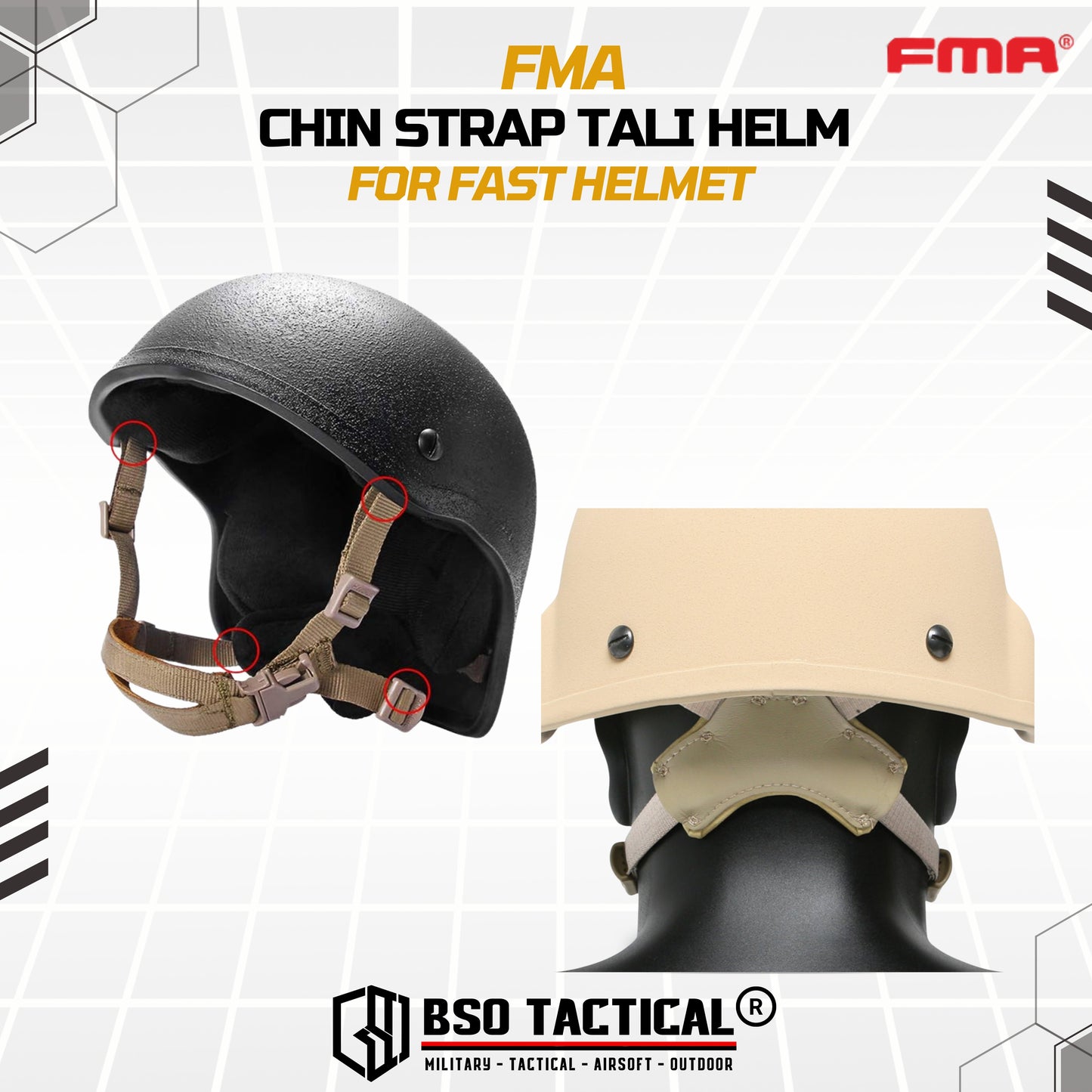 FMA Tactical Chin Strap Tali Helm Tactical Fast Helmet