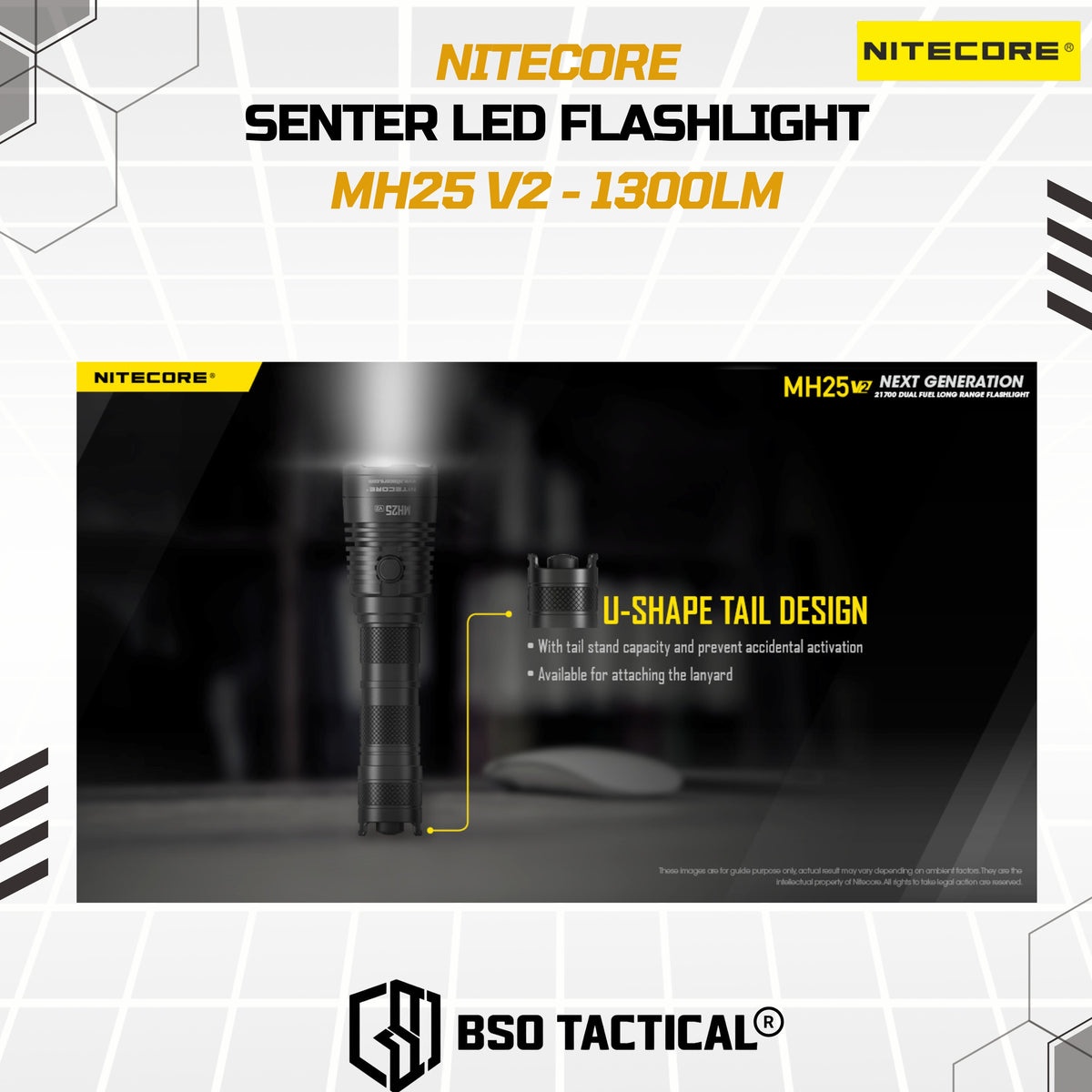 NITECORE Senter LED Flashlight Waterproof IP68 1300 Lumens - MH25 V2