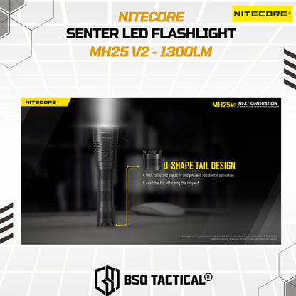 NITECORE Senter LED Flashlight Waterproof IP68 1300 Lumens - MH25 V2