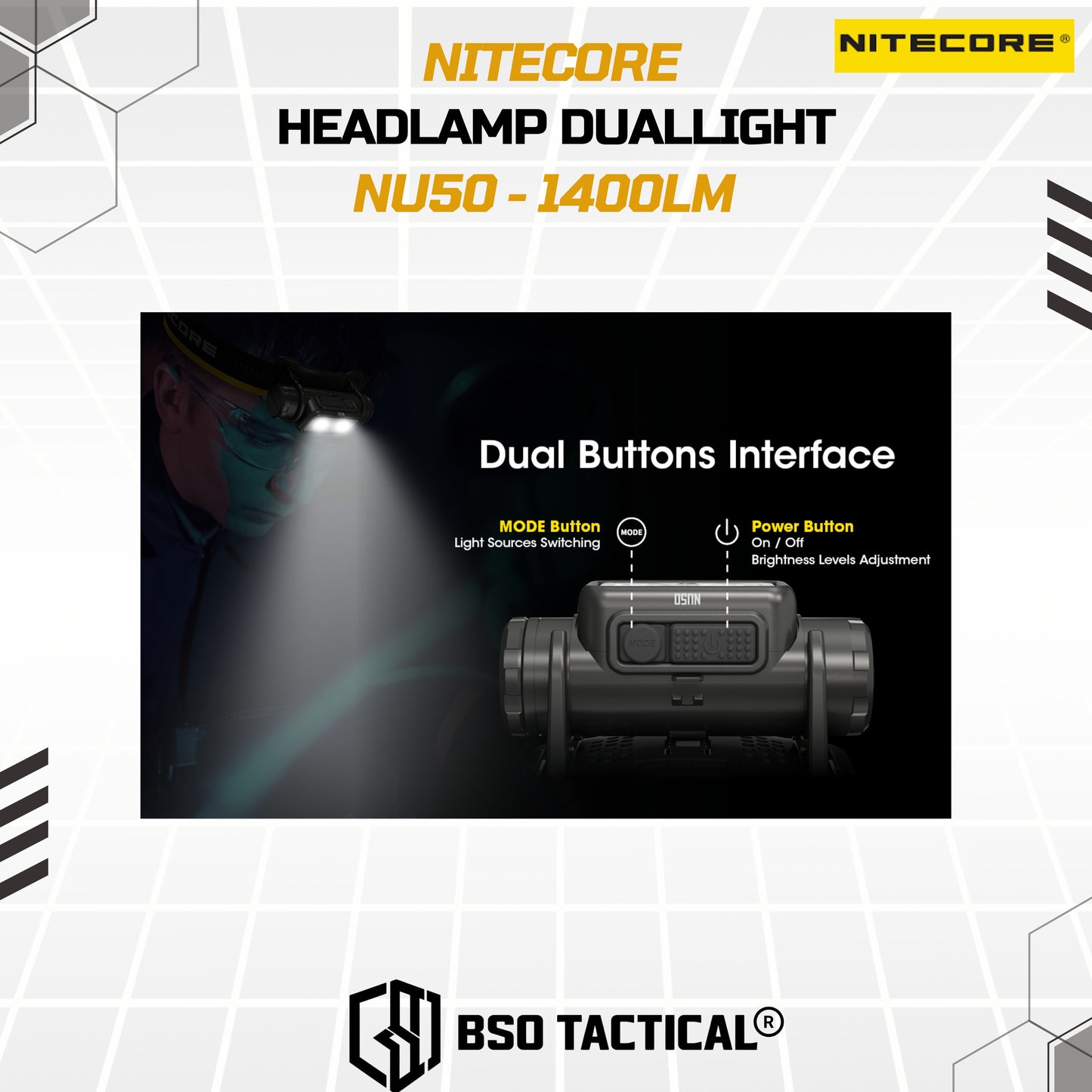 NITECORE NU50 Senter Kepala Headlamp Duallight IP68 1400LM 4000Mah - ORIGINAL