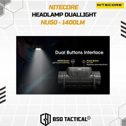 NITECORE NU50 Senter Kepala Headlamp Duallight IP68 1400LM 4000Mah - ORIGINAL