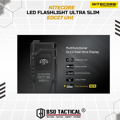 NITECORE Senter LED Flashlight Ultra Slim UHi 20 OLED 3100 Lumens - EDC27 UHi