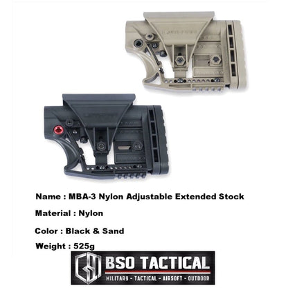 Popor Tactical MBA3 Adjustable Extended Stock Nylon