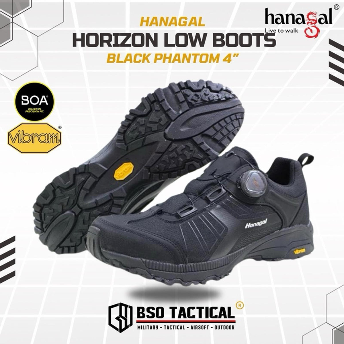 Sepatu Tactical Outdoor Boots Hanagal Horizon 4” BOA IPSC Vibram ORI