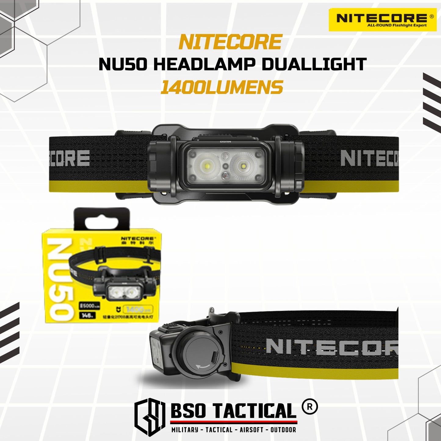 NITECORE NU50 Senter Kepala Headlamp Duallight IP68 1400LM 4000Mah - ORIGINAL
