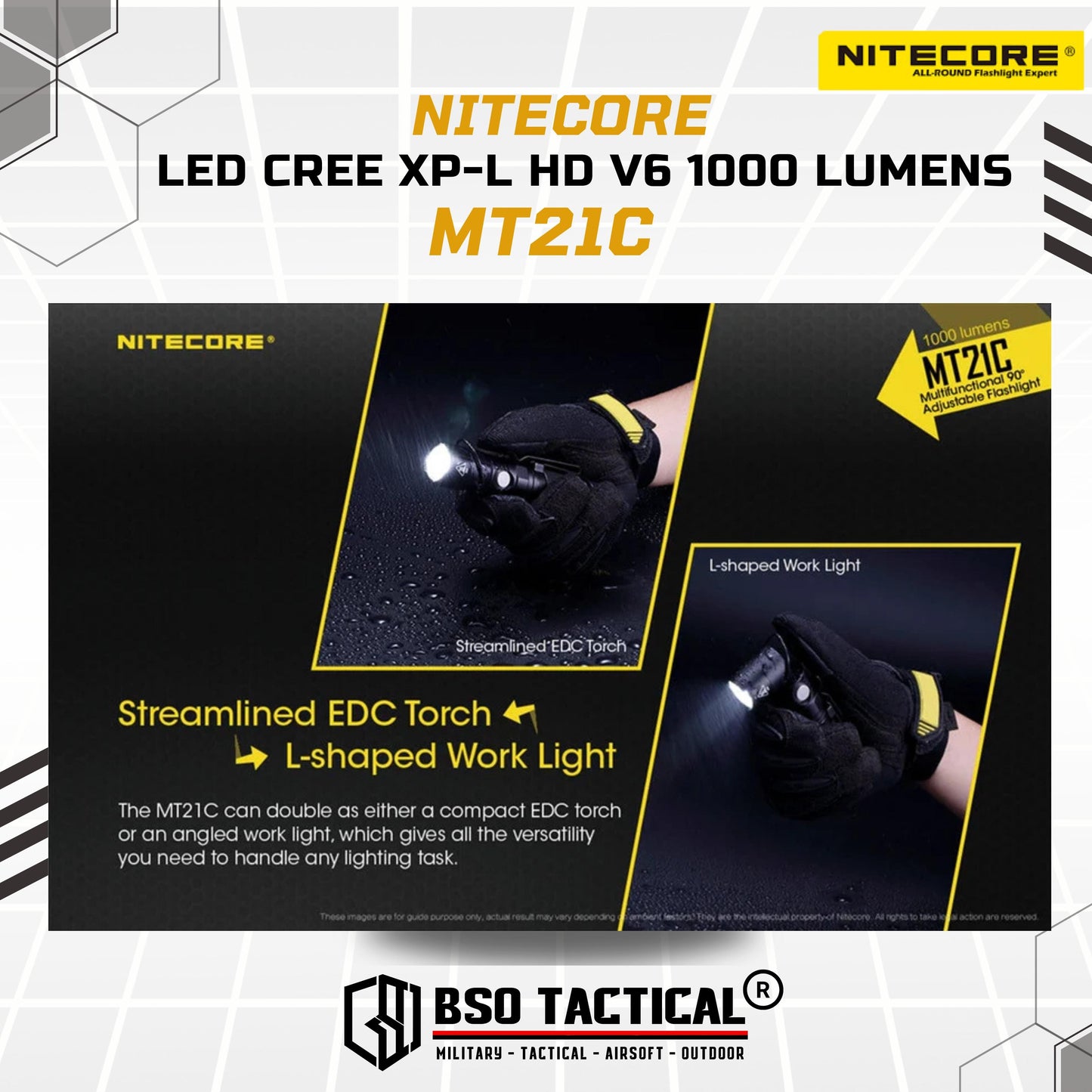 Nitecore MT21C Senter Tactical LED CREE XPL HD V6 1000 Lumens Flashlight - ORIGINAL