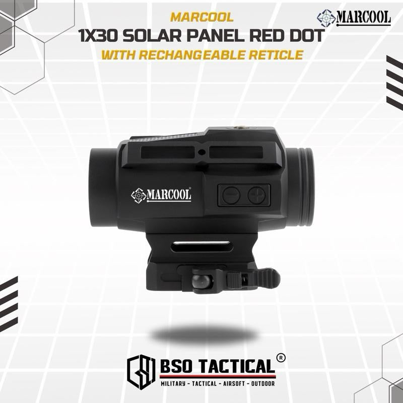 Marcool 1x30 Solar Panel Energy Tactical Red Dot Sight Full Metal Picatinny