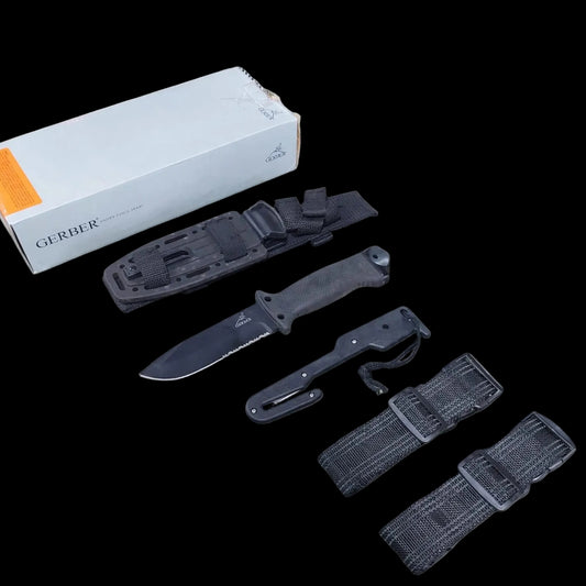 GB LMF II Infantri Outdoor Knife Pisau Multifungsi with Sheath - Black