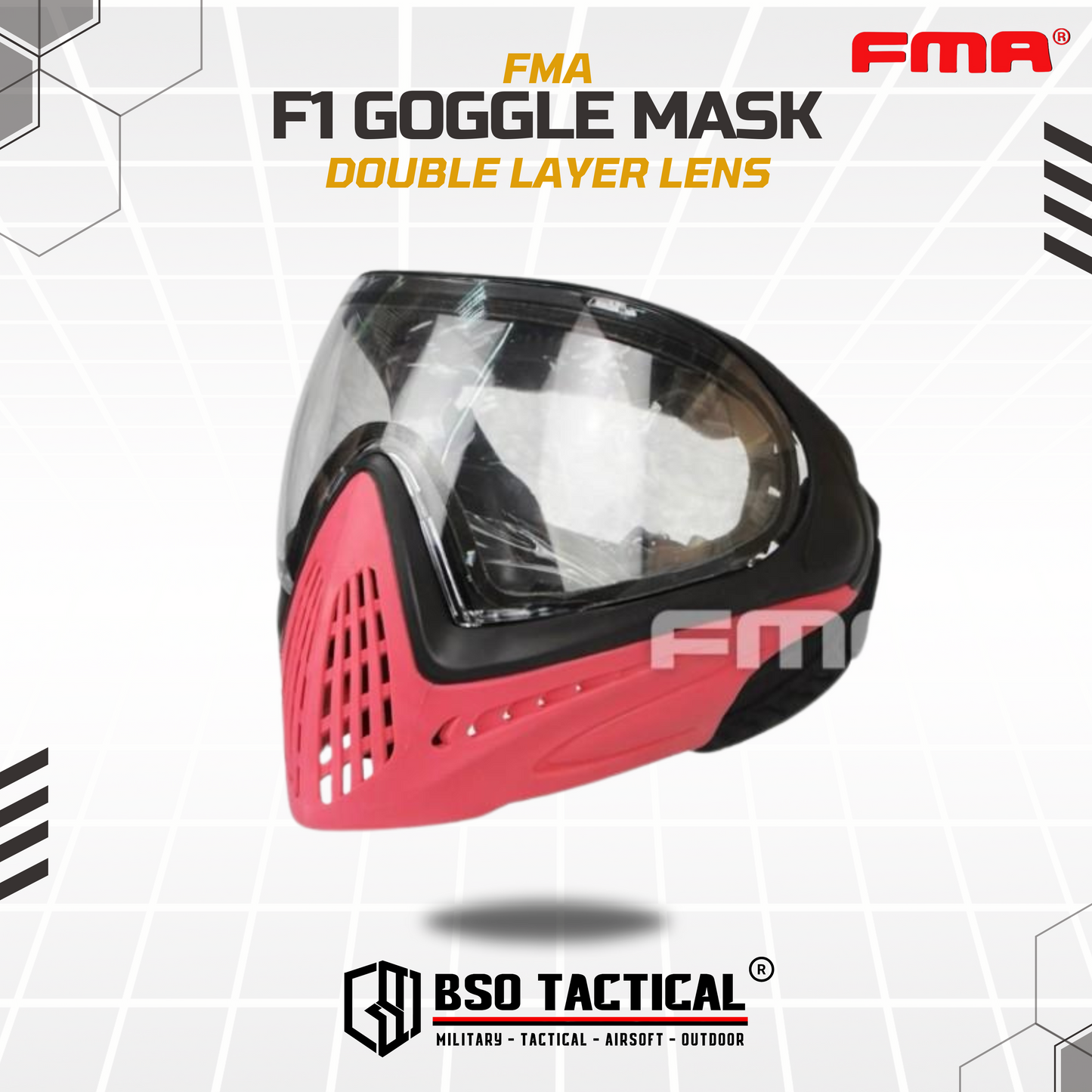 FMA F1 Tactical Mask Full Face Outdoor CQB Speed Mask - Double Layer Lens