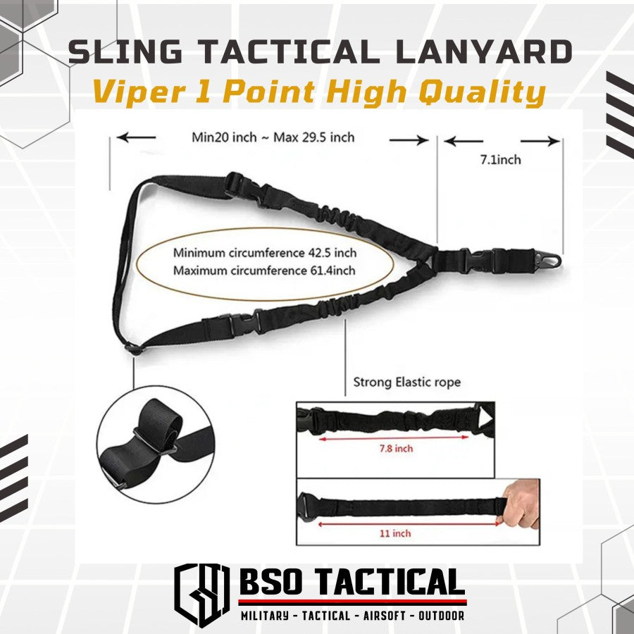 Sling Tactical Lanyard Viper 1 Point Strap Adjustable Metal Hook
