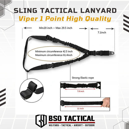 Sling Tactical Lanyard Viper 1 Point Strap Adjustable Metal Hook