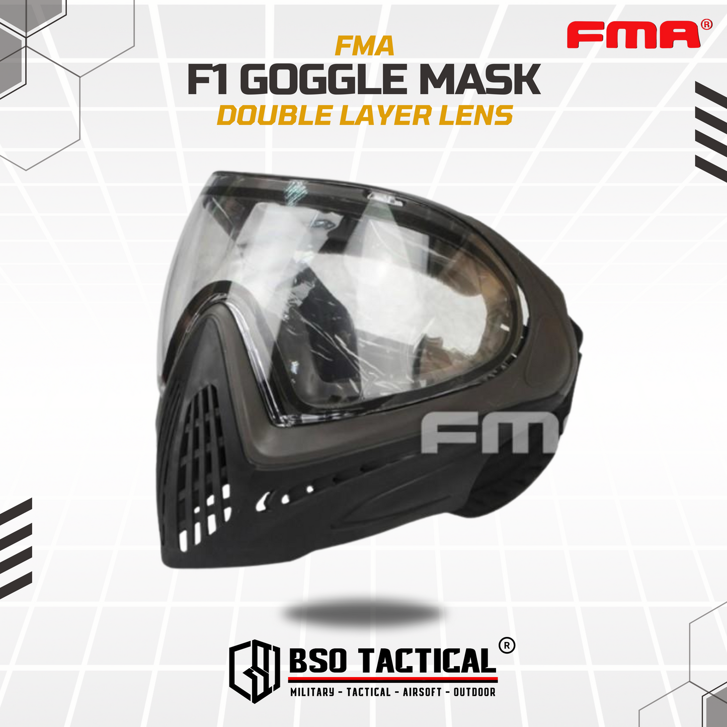 FMA F1 Tactical Mask Full Face Outdoor CQB Speed Mask - Double Layer Lens