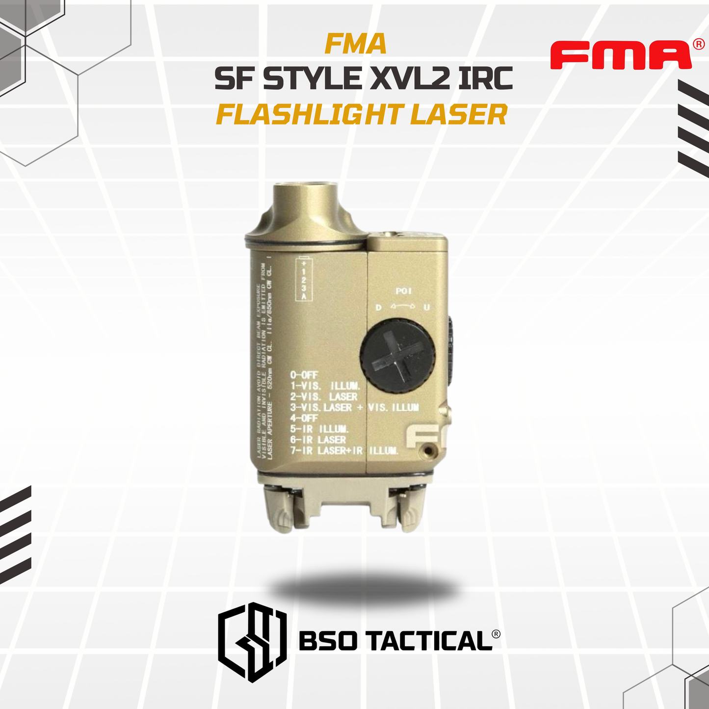 FMA Tactical Flashlight SF XVL2 IRC LED Light Red Laser Metal