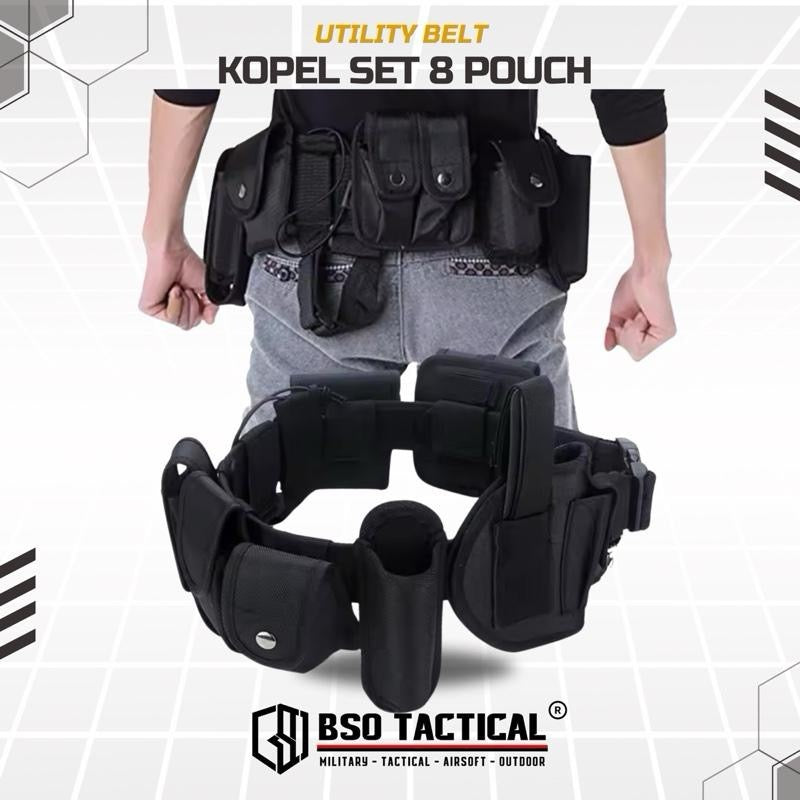 Ikat Pinggang Kopel Outdoor 8 Kantong Pouch Set Heavy Duty Utility Belt Organizer Multifungsi untuk Olahraga Luar Ruangan